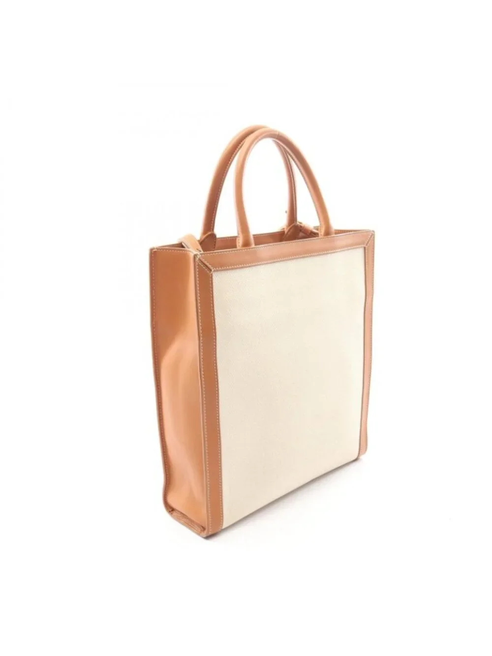 Celine Tote Small Vertical Cover 2-Way Natural Beige Canvas Leather